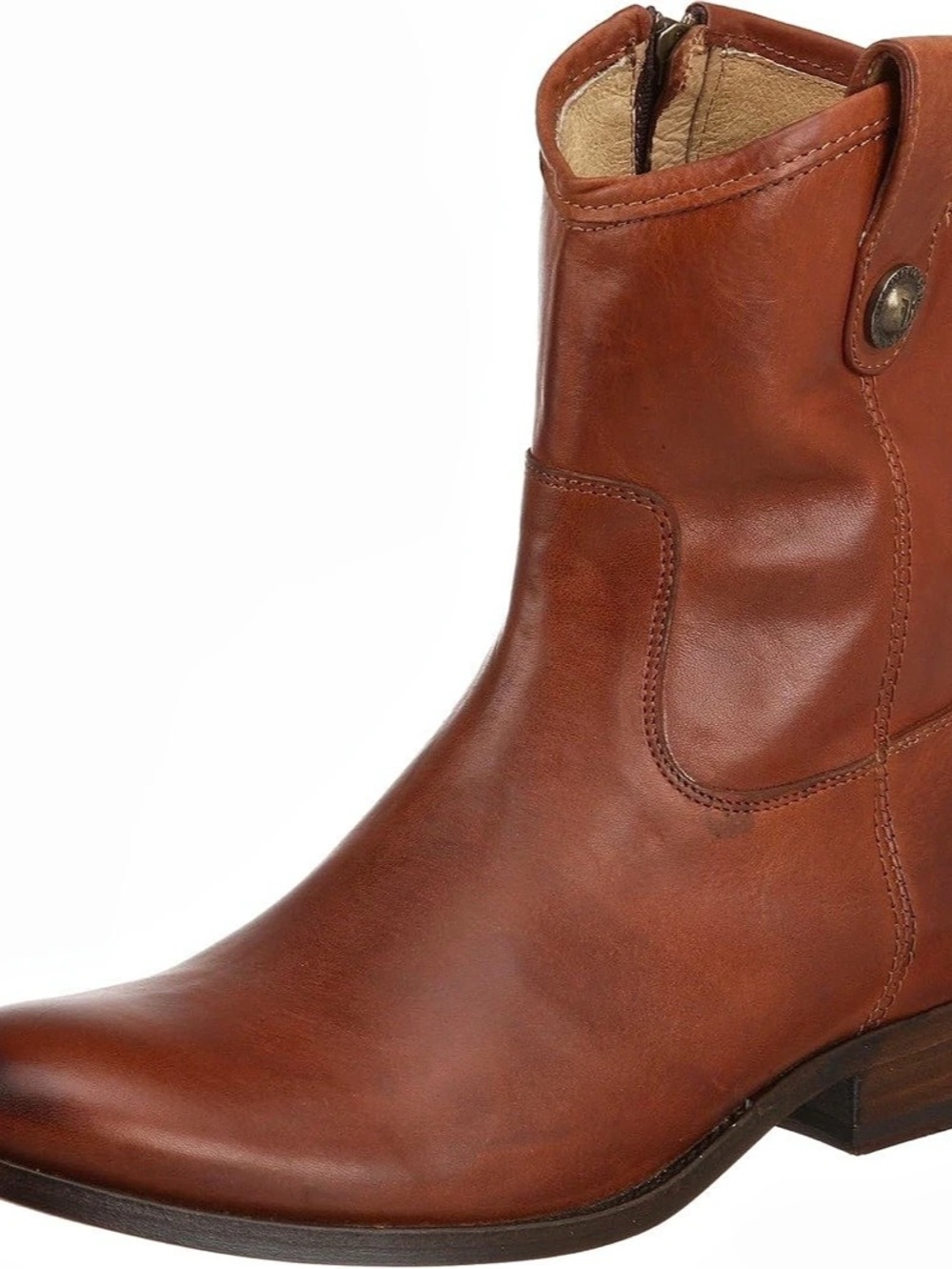 Frye Melissa Button Short Cognac Brown Leather Boots – Size 6.5